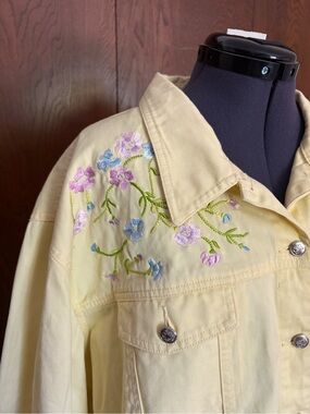Yellow Embroidered Denim Jacket